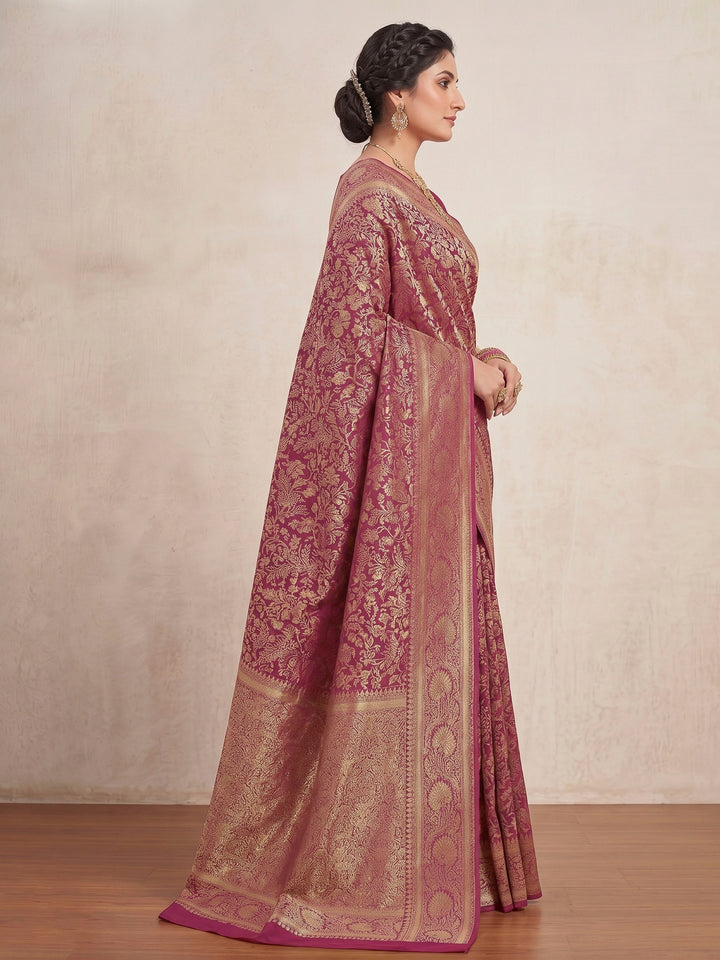 Pink Woven Design Art Silk Kanjivaram Saree