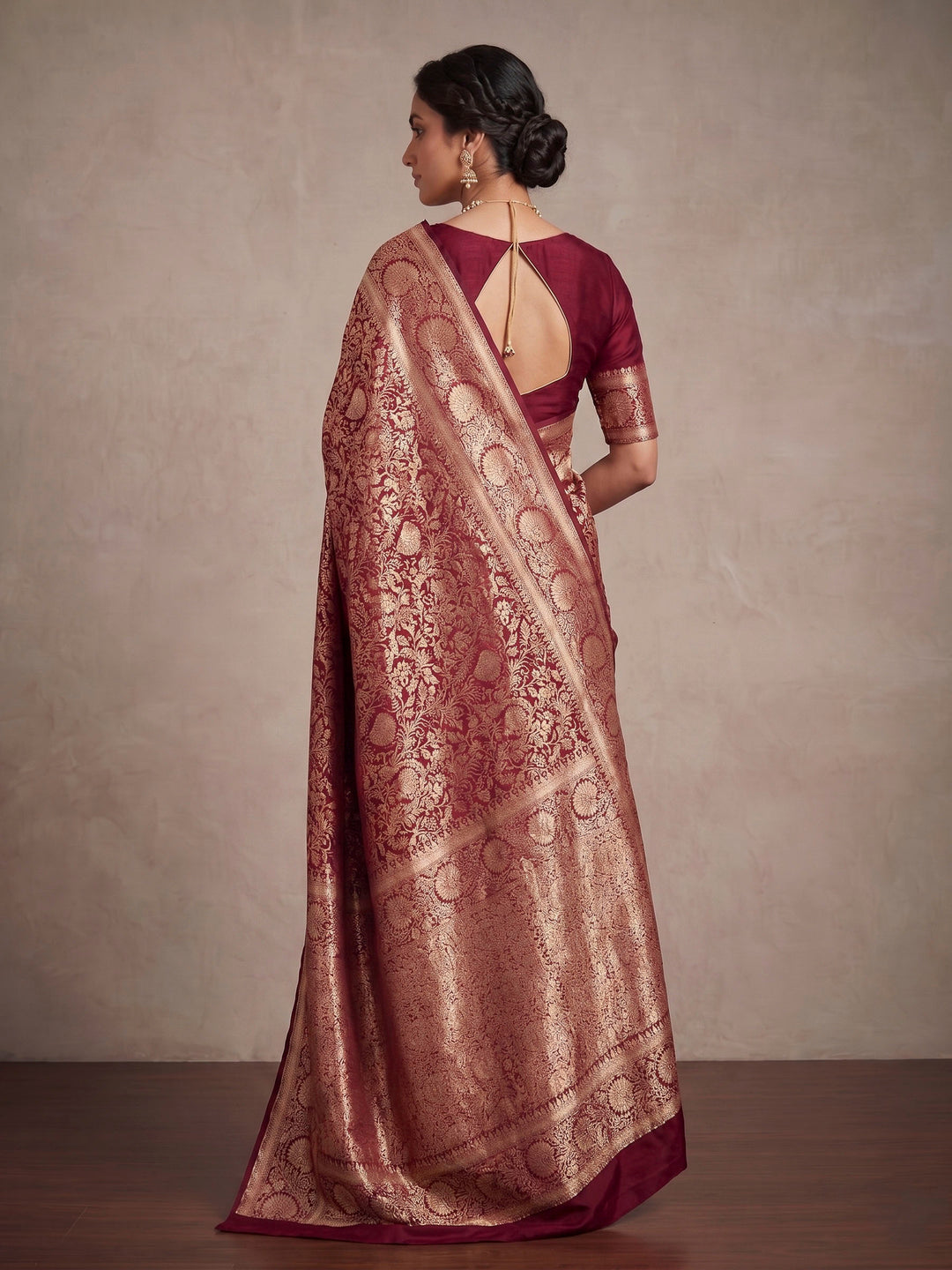 Maroon Woven Design Art Silk Kanjivaram Saree