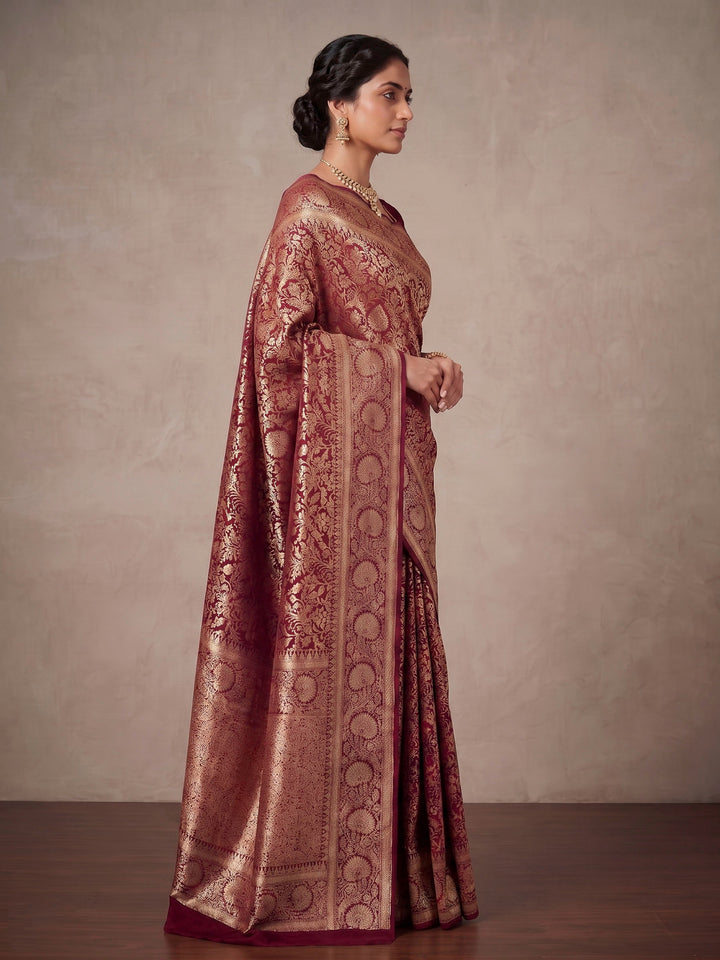 Maroon Woven Design Art Silk Kanjivaram Saree
