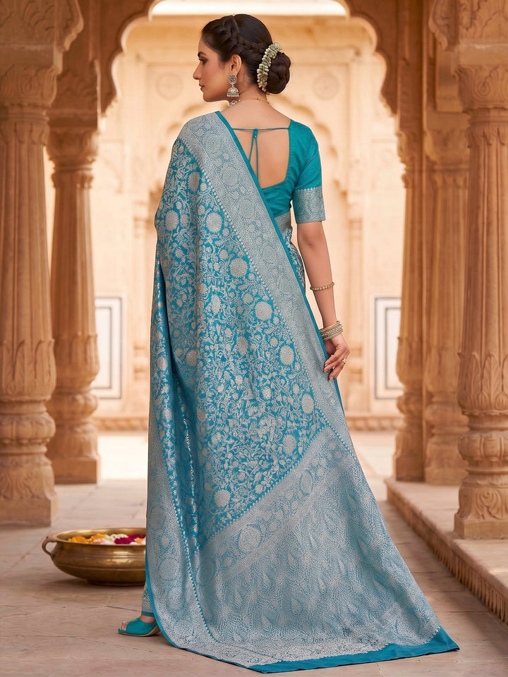 Blue Woven Design Art Silk Kanjivaram Saree