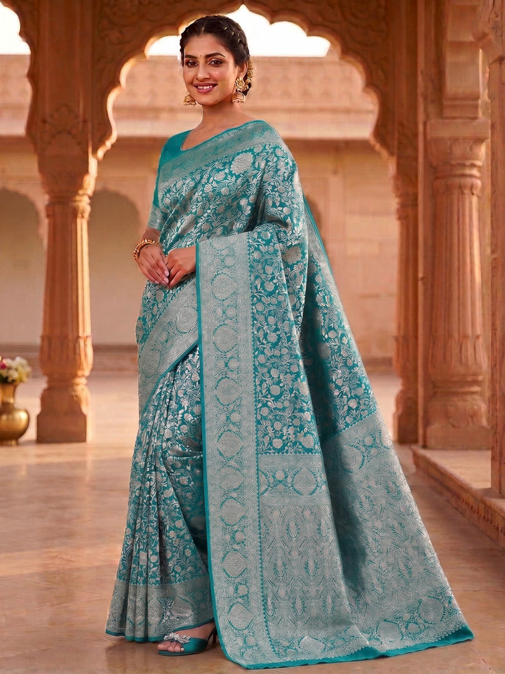 Blue Woven Design Art Silk Kanjivaram Saree