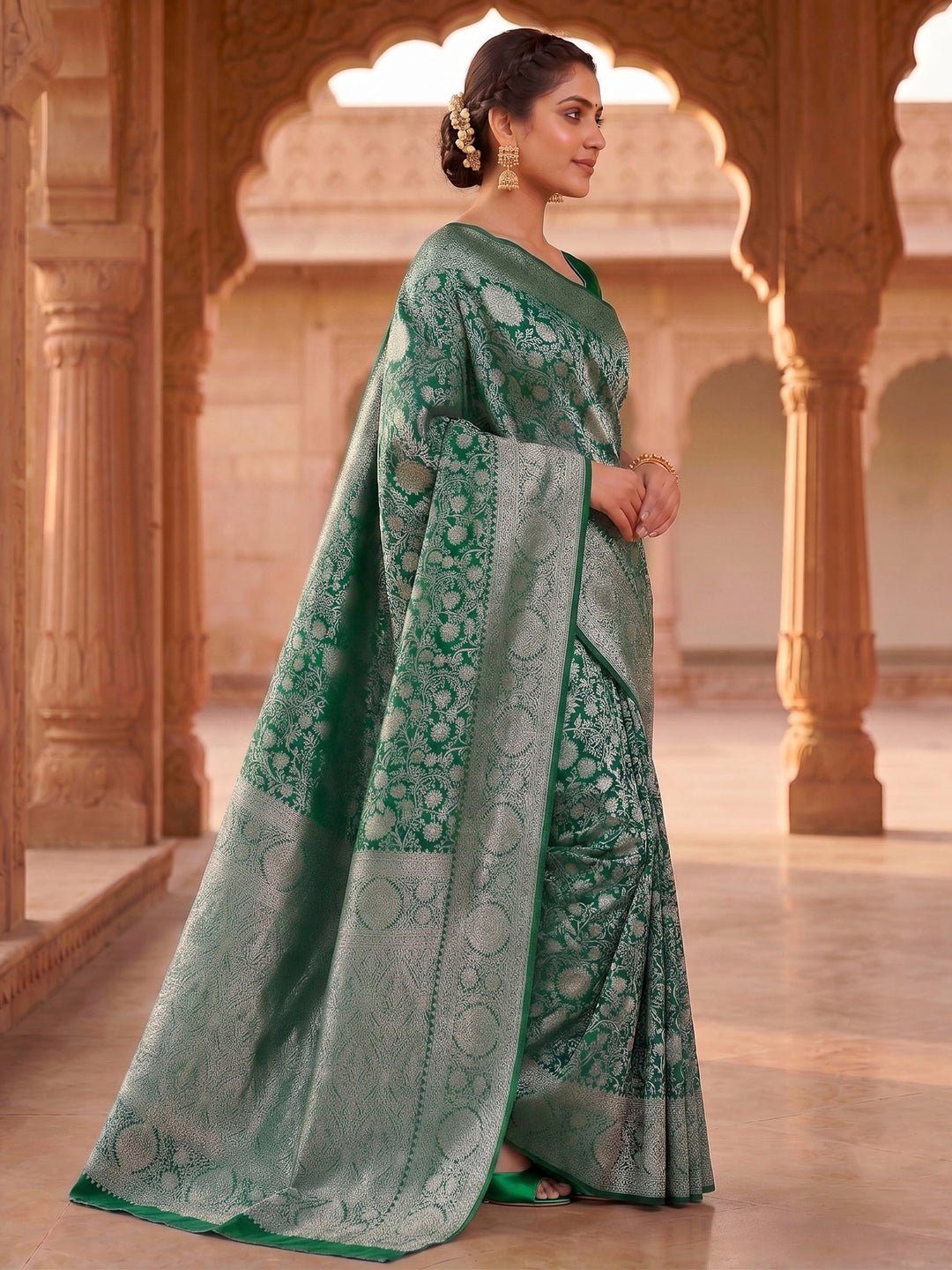 Green Woven Design Art Silk Kanjivaram Saree