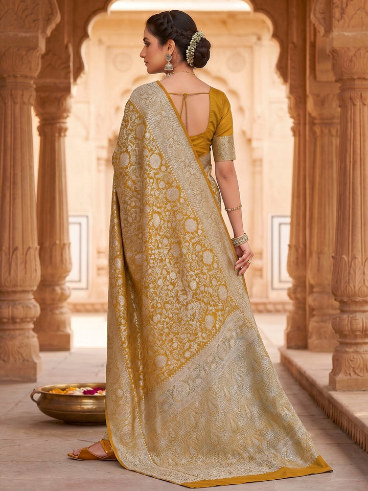 Mustard Woven Design Art Silk Kanjivaram Saree