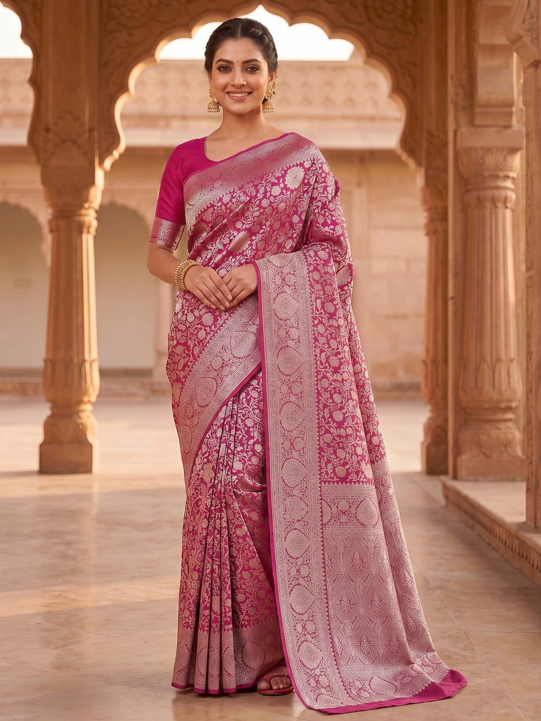 Rani Woven Design Art Silk Kanjivaram Saree – Meenabazaar