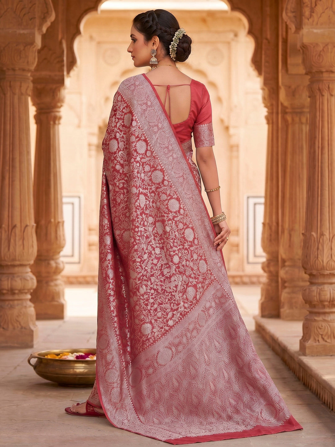 Red Woven Design Art Silk Kanjivaram Saree
