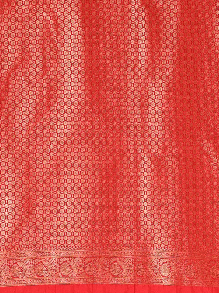 Off White Red Woven Design Kanjivaram Brocade Contrast Saree