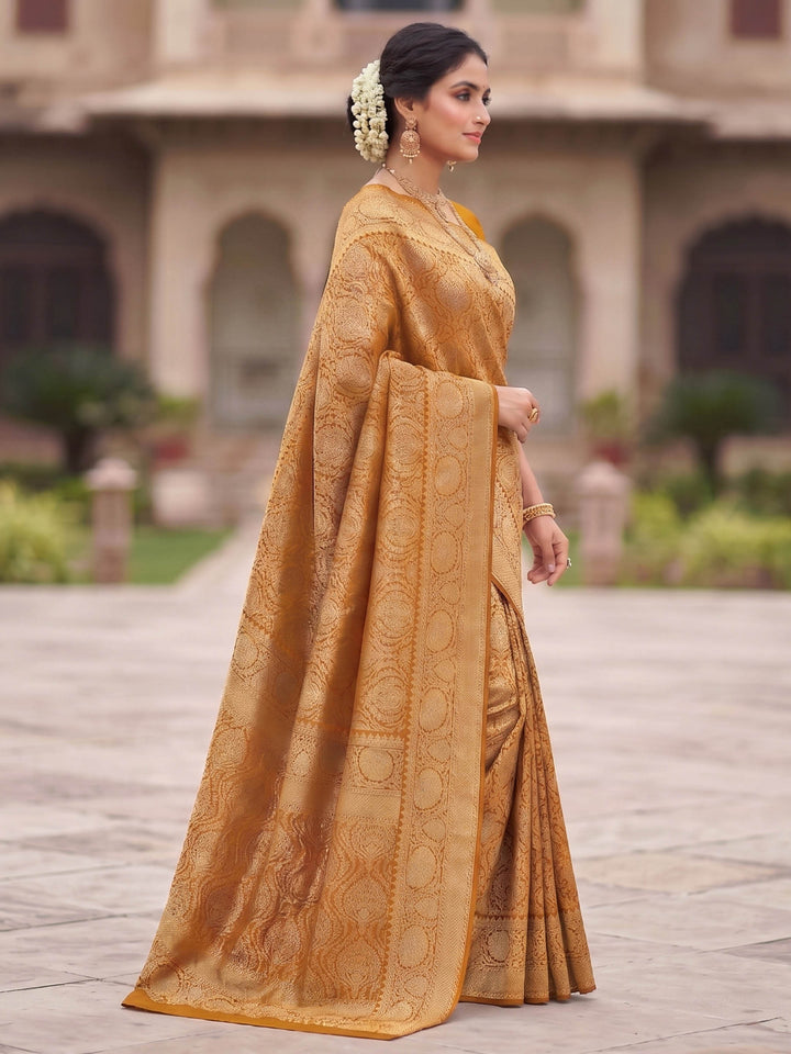 Mustard Woven Design Art Silk Kanjivaram Saree