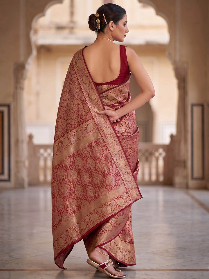Red Woven Design Art Silk Kanjivaram Saree