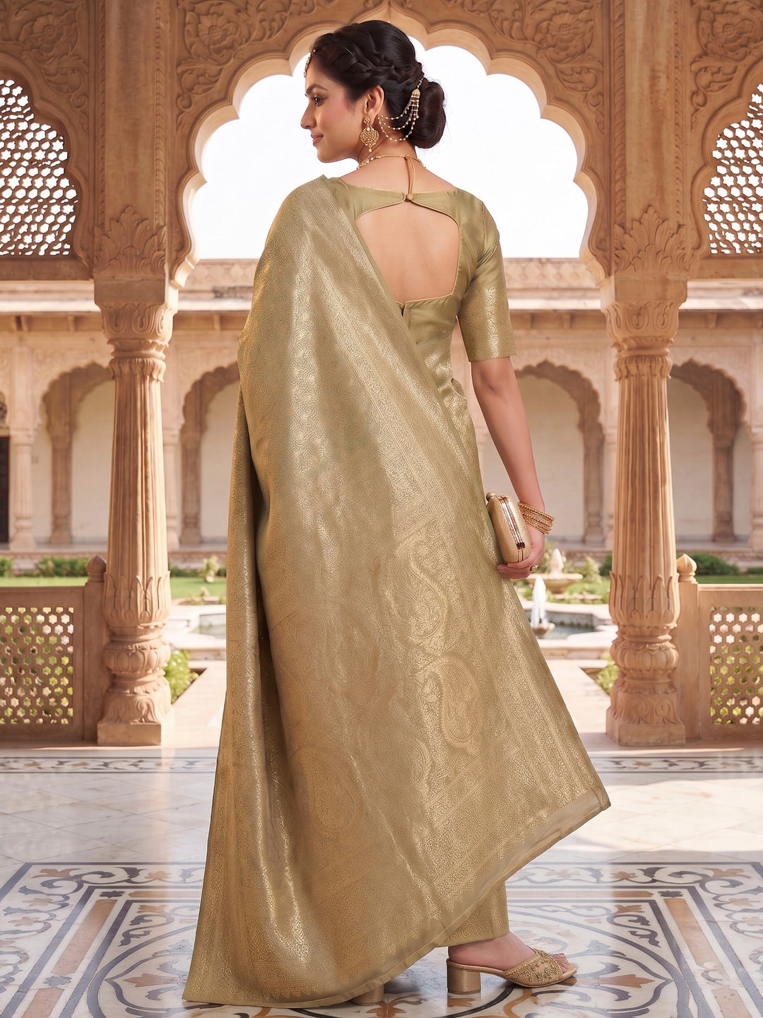 Off White Woven Design Art Silk Kanjivaram Saree
