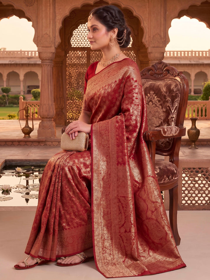 Red Woven Design Art Silk Kanjivaram Saree