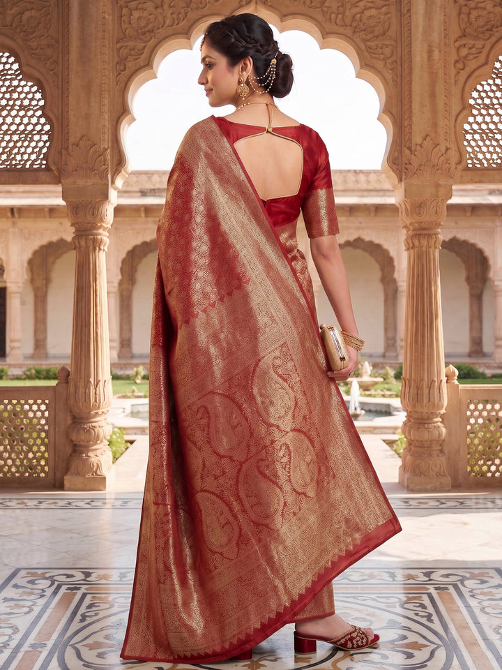 Red Woven Design Art Silk Kanjivaram Saree