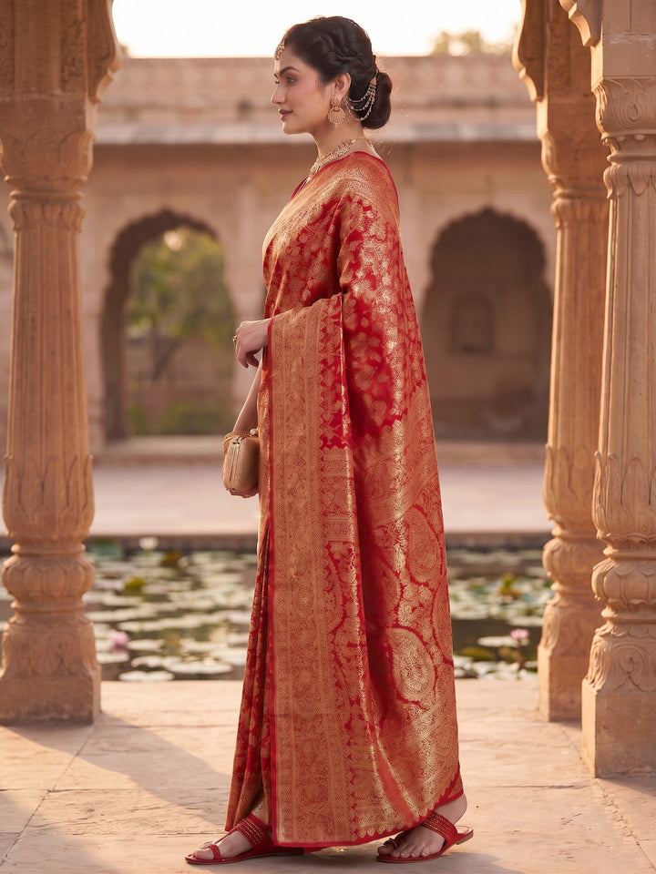 Red Woven Design Art Silk Kanjivaram Saree