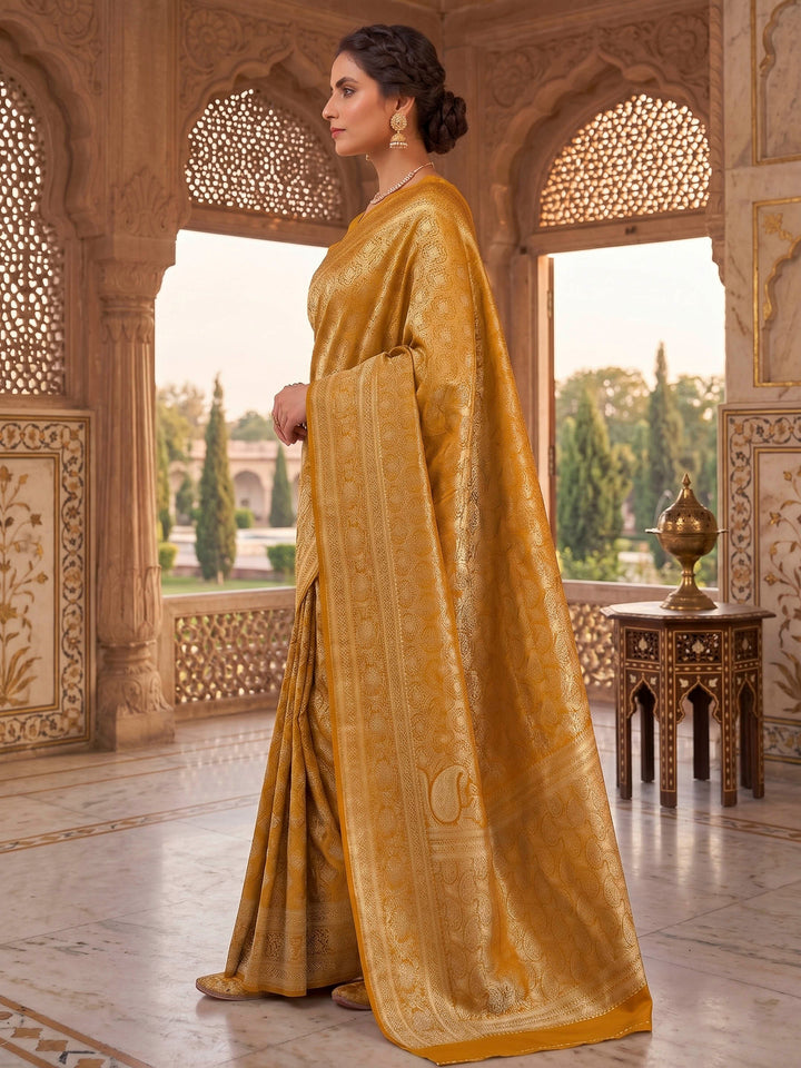 Mustard Woven Design Art Silk Kanjivaram Saree