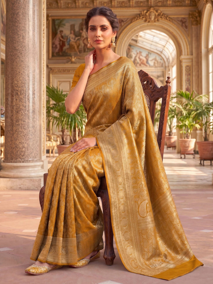Mustard Woven Design Art Silk Kanjivaram Saree