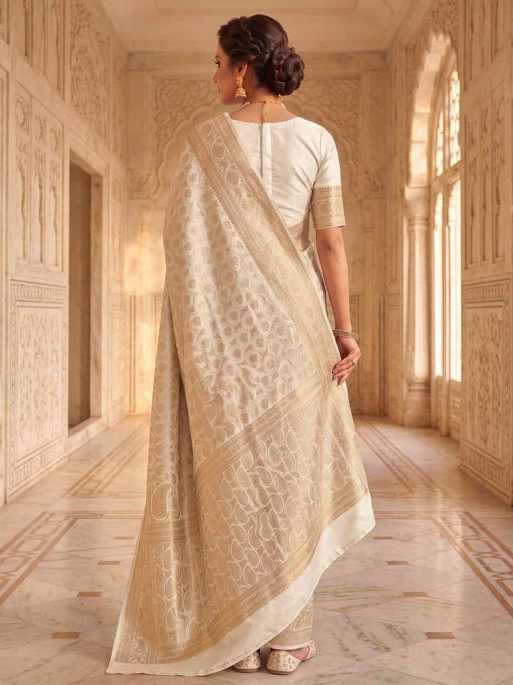 Off White Woven Design Art Silk Kanjivaram Saree