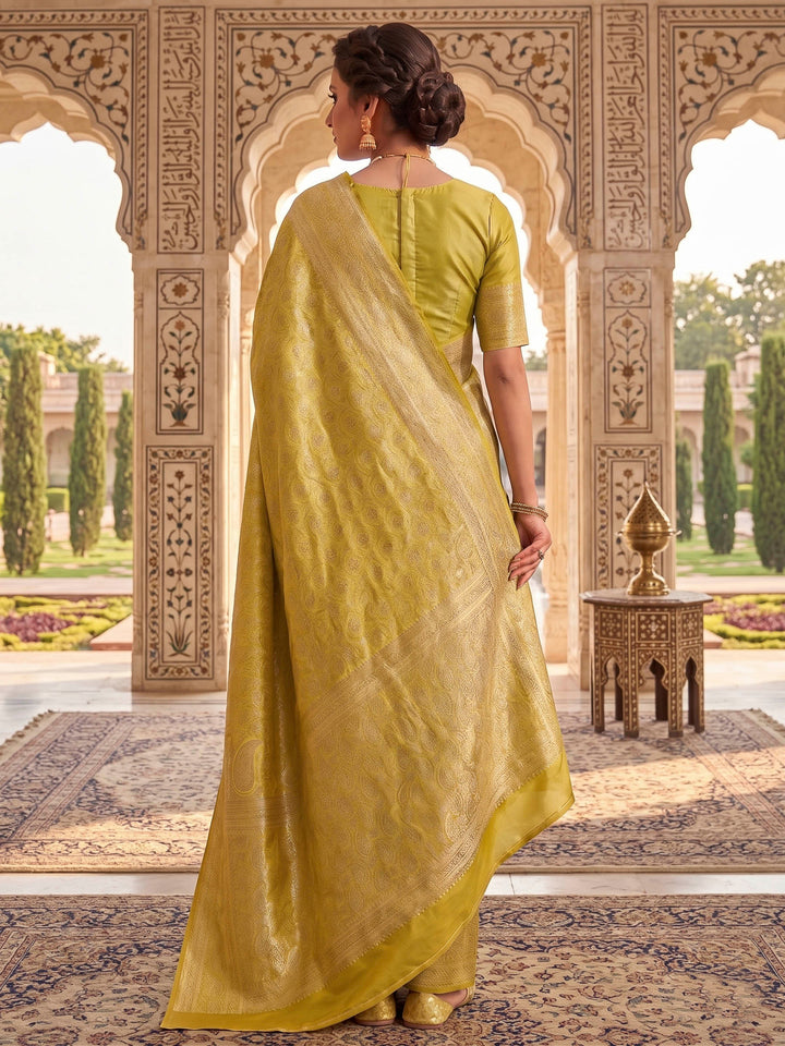 Olive Green Woven Design Art Silk Kanjivaram Saree
