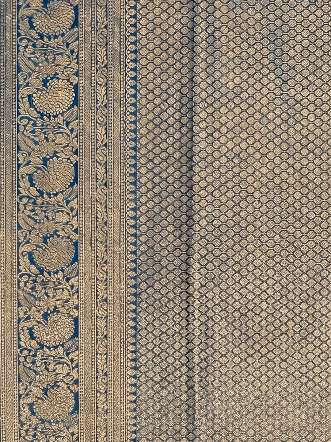 Peacock Blue Woven Design Art Silk Kanjivaram Saree