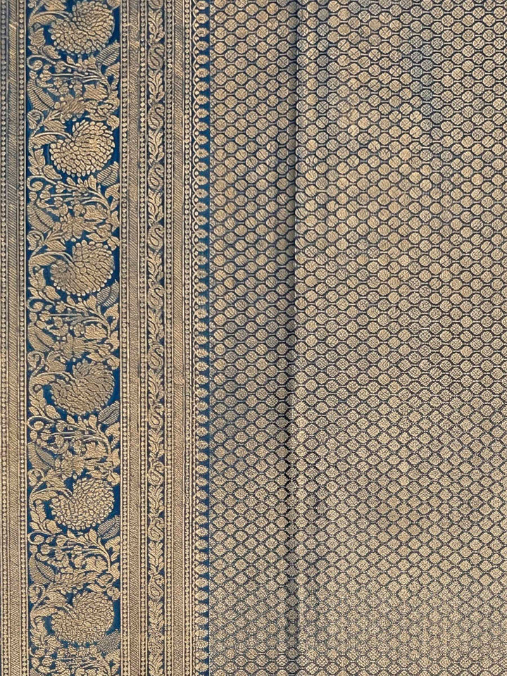 Peacock Blue Woven Design Art Silk Kanjivaram Saree