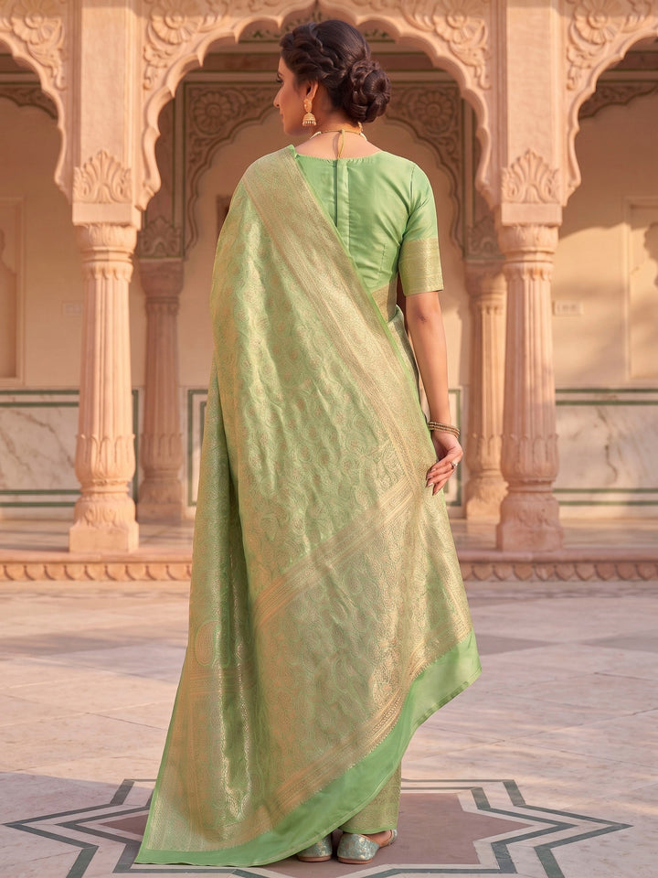 Pista Green Woven Design Art Silk Kanjivaram Saree