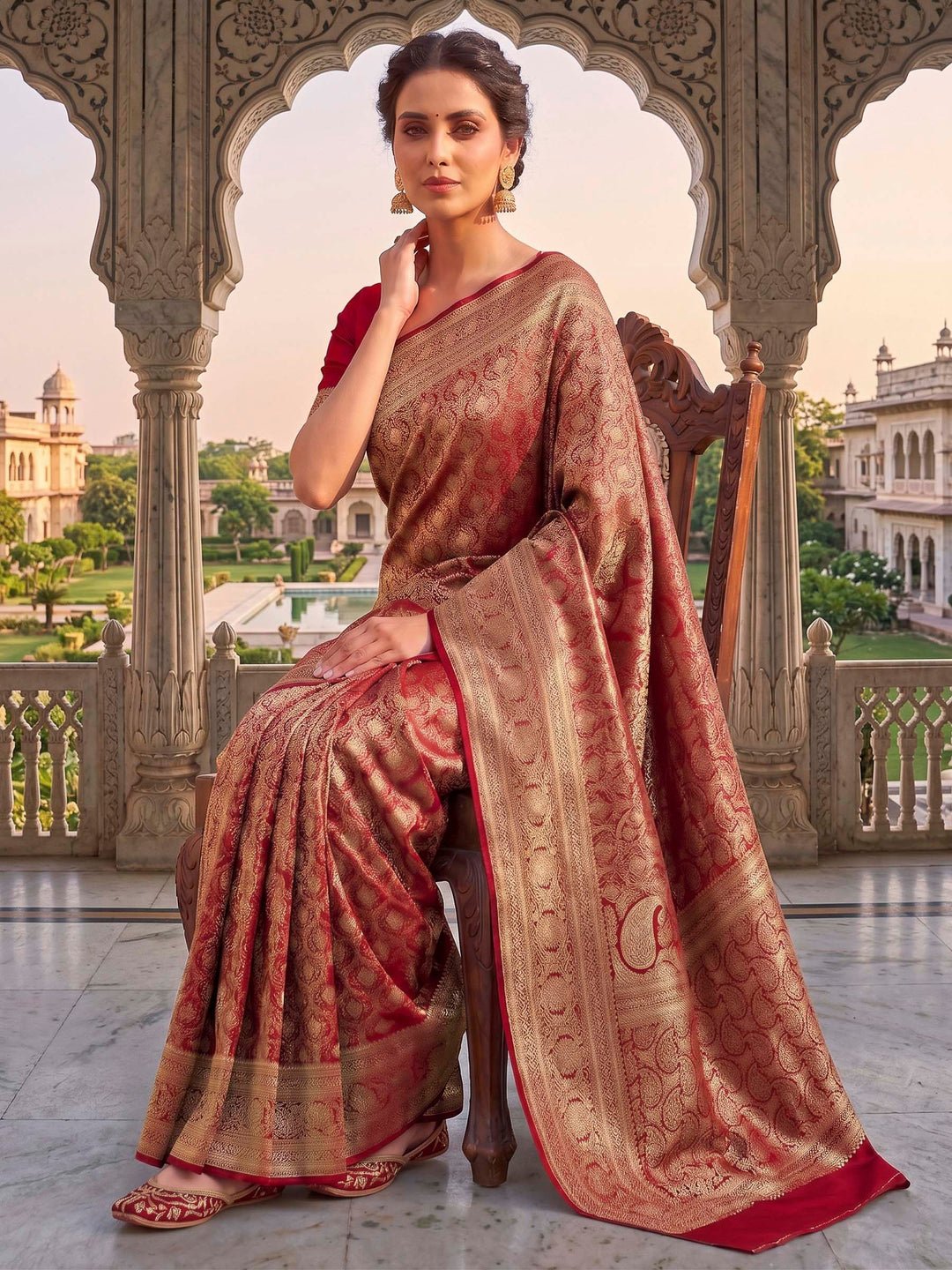 Red Woven Design Art Silk Kanjivaram Saree