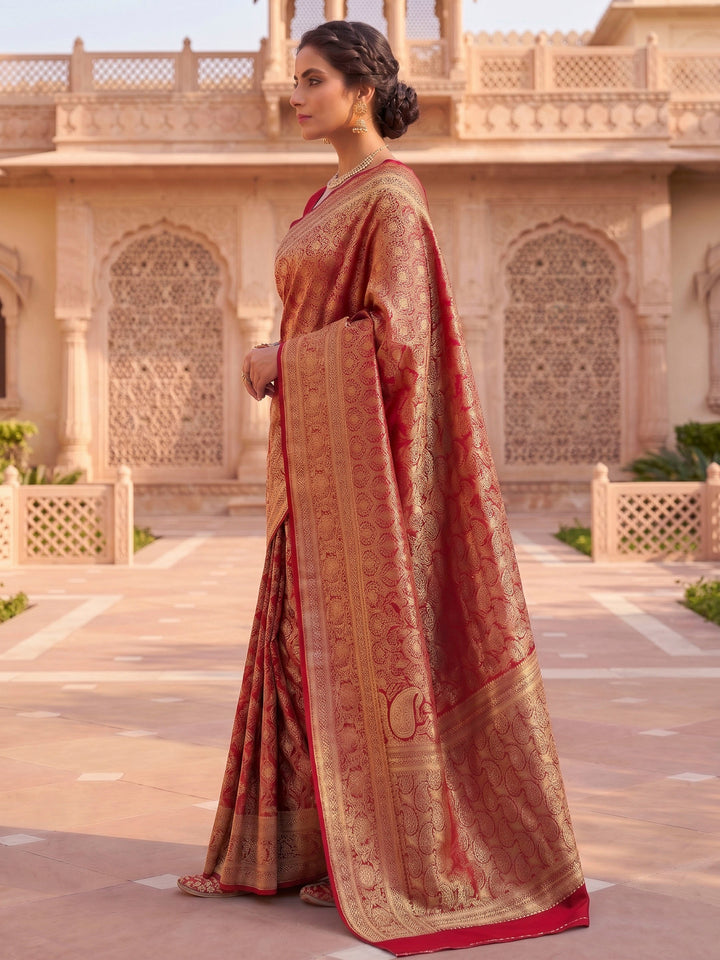 Red Woven Design Art Silk Kanjivaram Saree