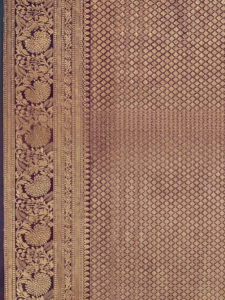 Wine Woven Design Art Silk Kanjivaram Saree
