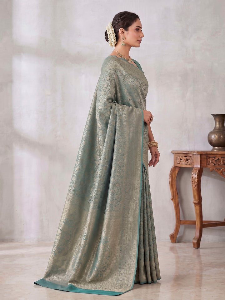 Blue Woven Design Art Silk Kanjivaram Saree