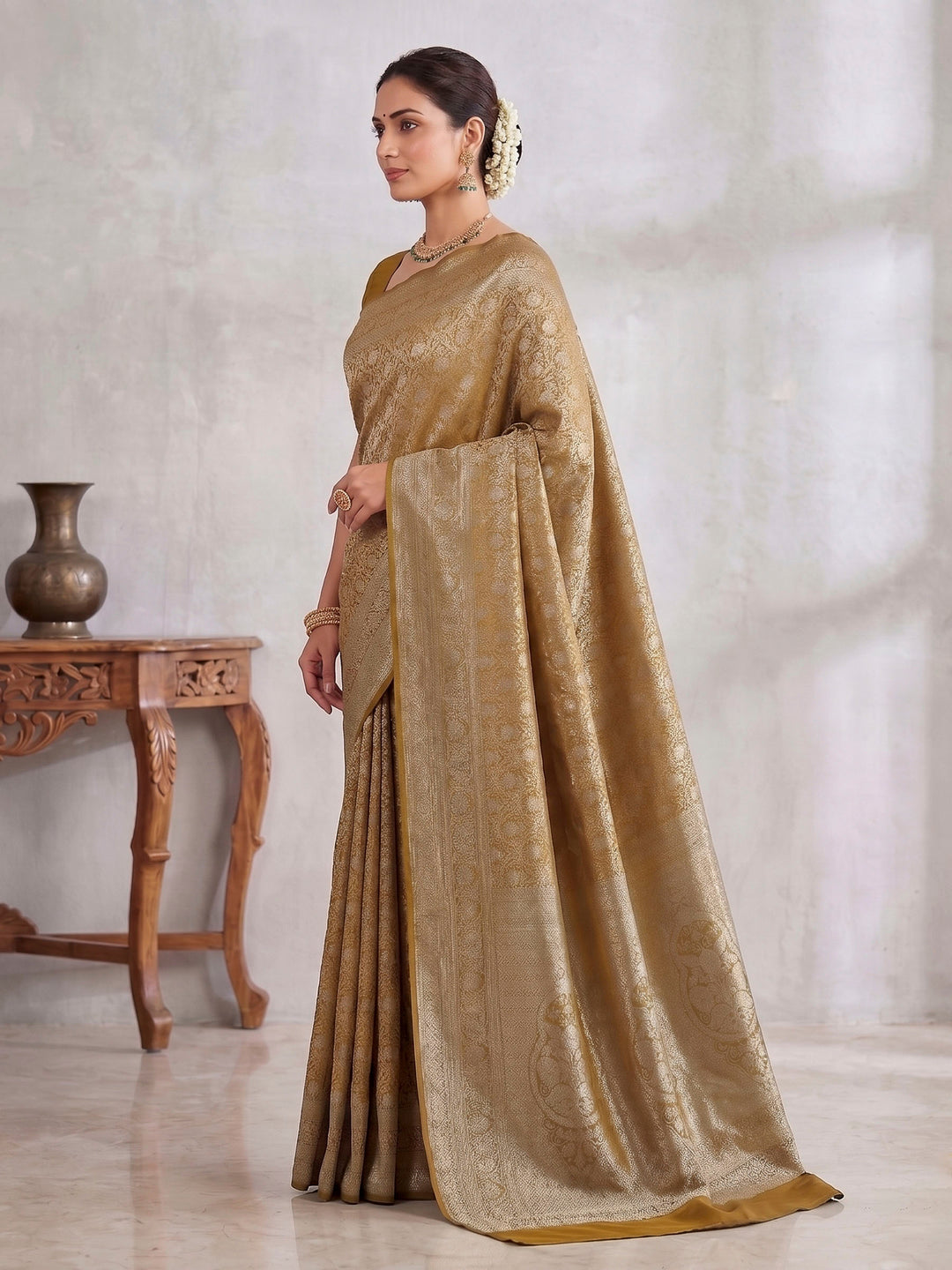 Yellow Woven Design Art Silk Kanjivaram Saree