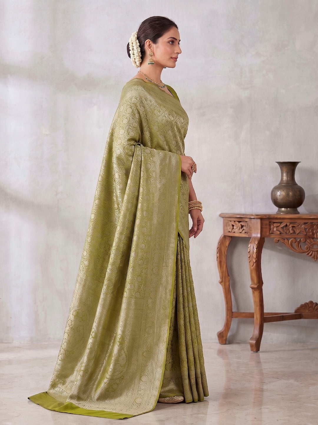 Light Green Woven Design Art Silk Kanjivaram Saree