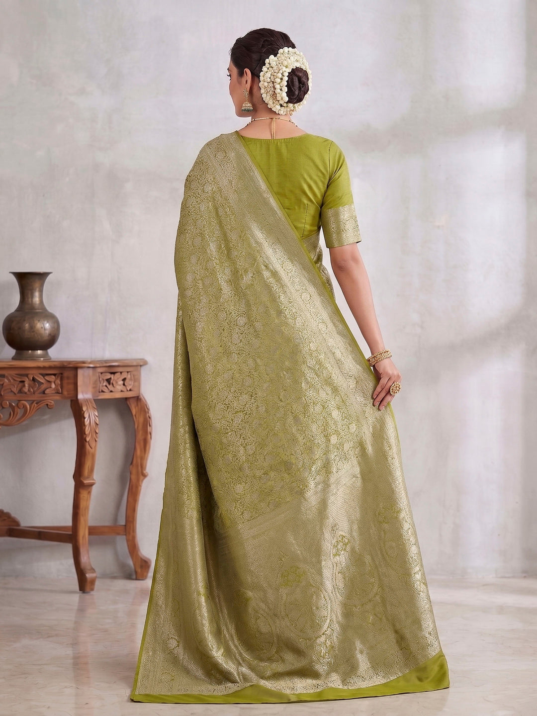 Light Green Woven Design Art Silk Kanjivaram Saree