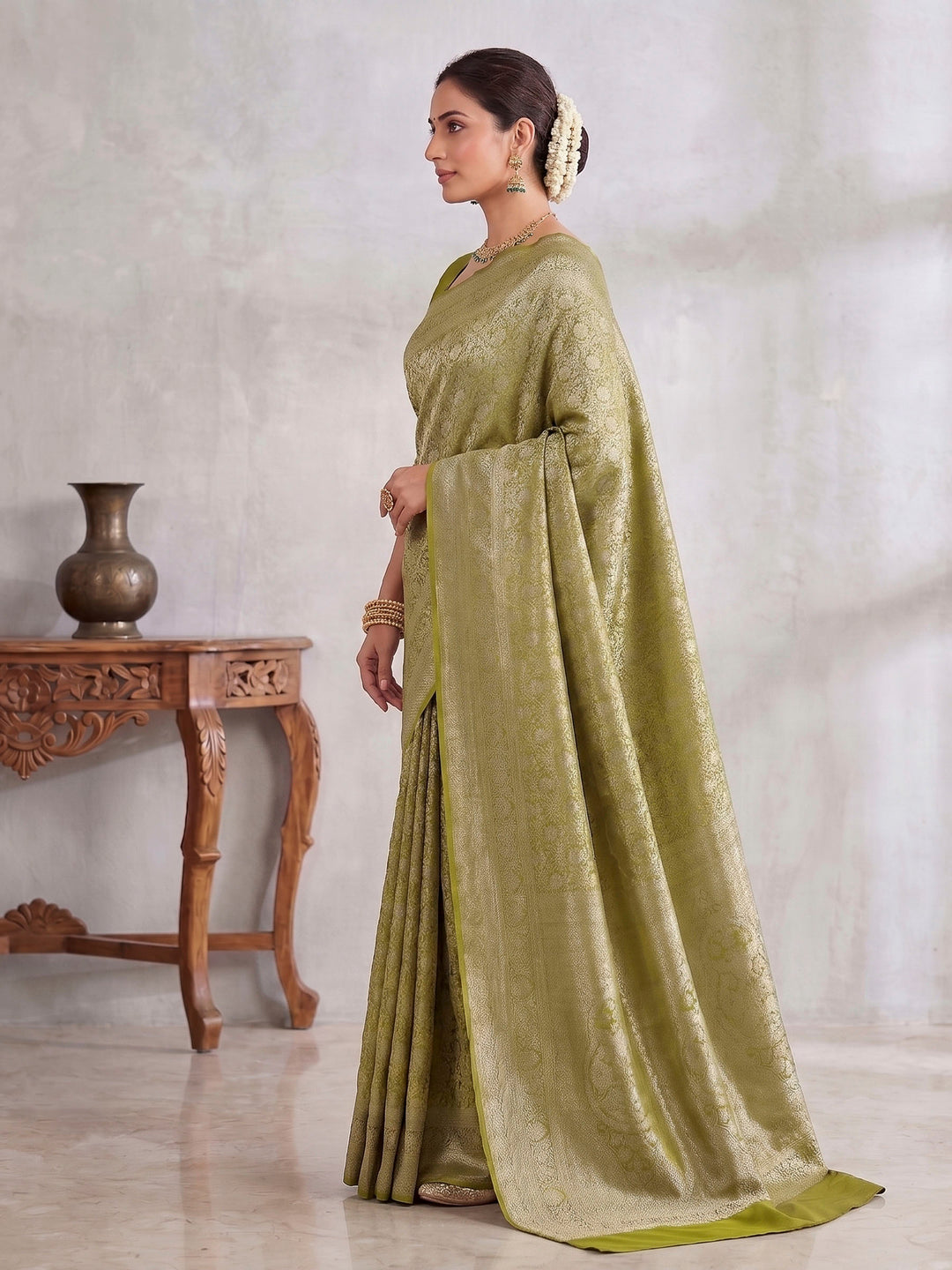 Light Green Woven Design Art Silk Kanjivaram Saree