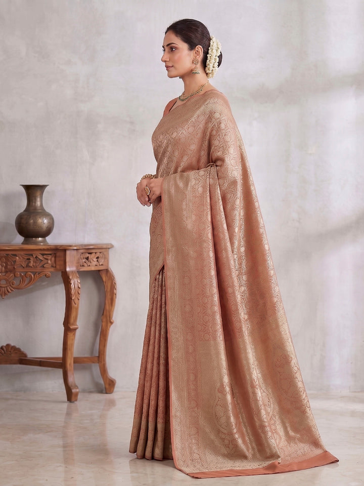 Orange Woven Design Art Silk Kanjivaram Saree
