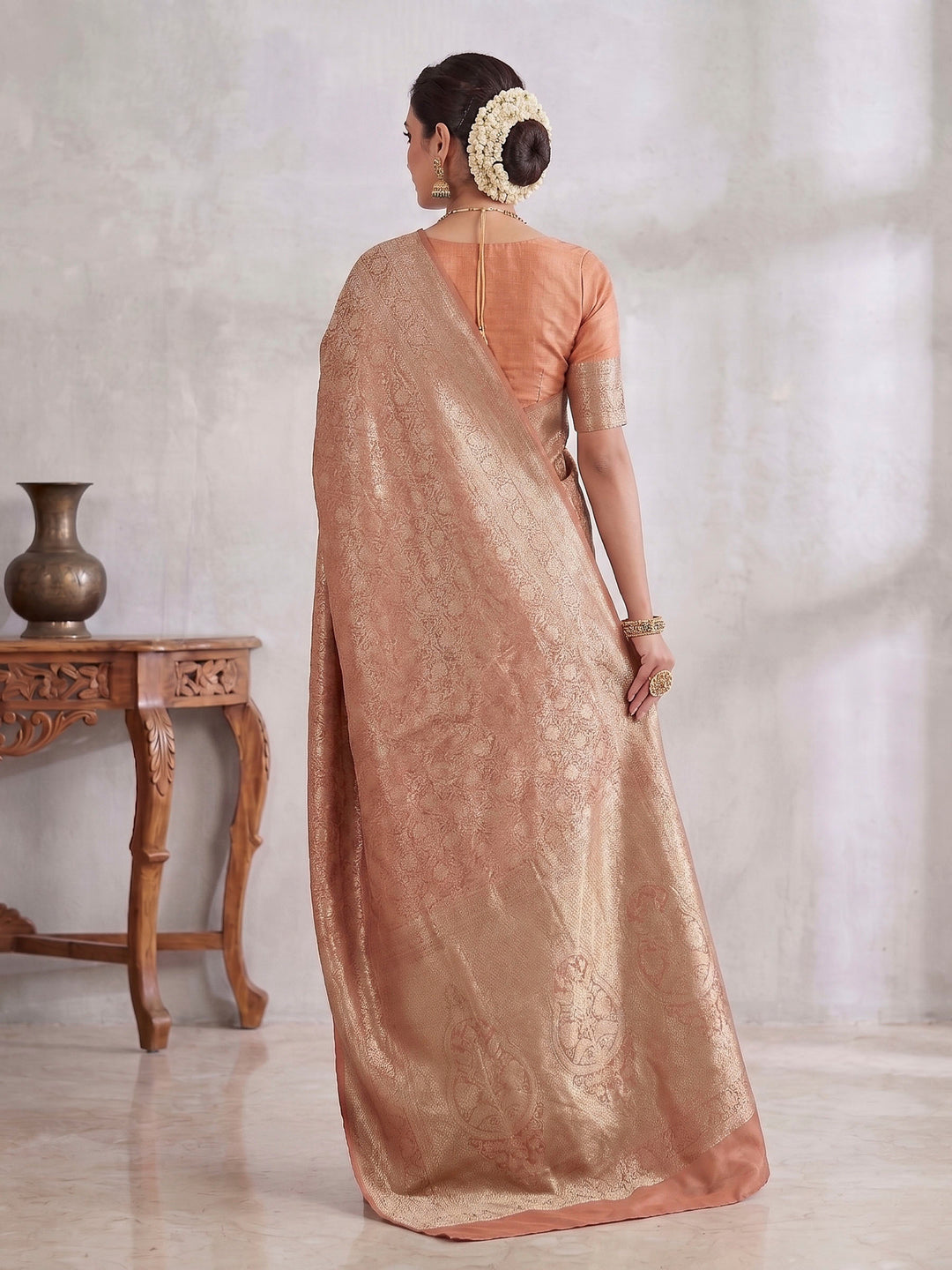 Orange Woven Design Art Silk Kanjivaram Saree