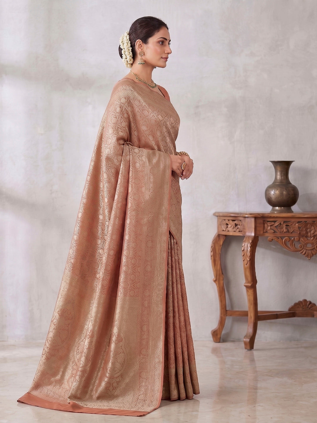 Orange Woven Design Art Silk Kanjivaram Saree