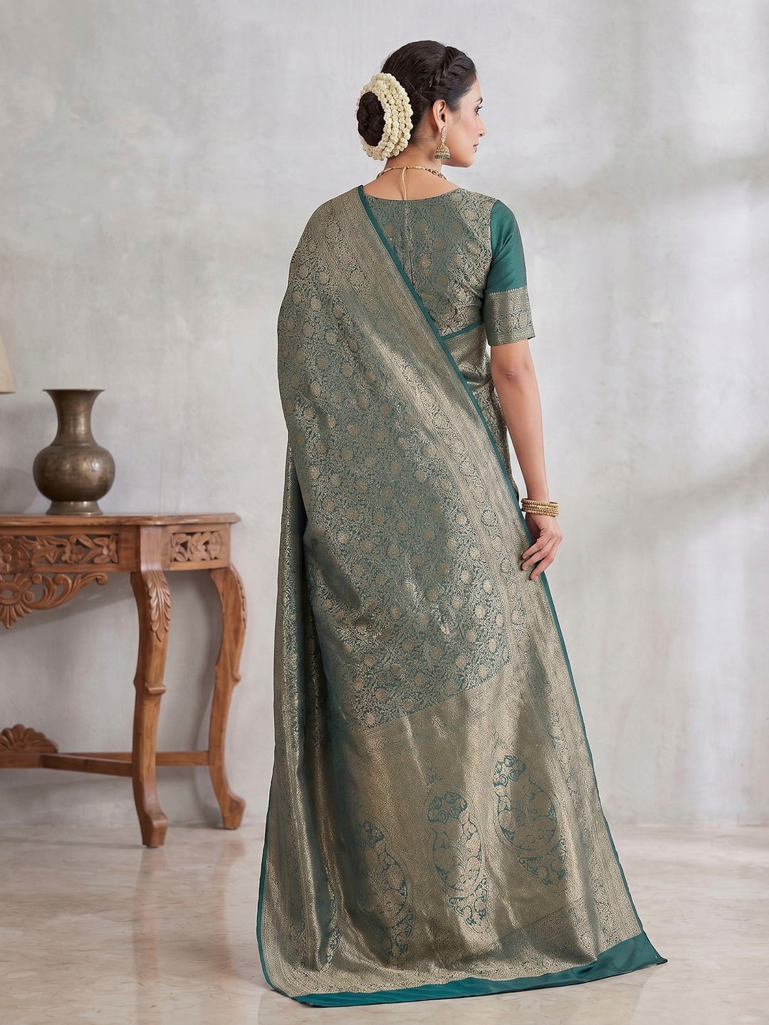 Light Green Woven Design Art Silk Kanjivaram Saree