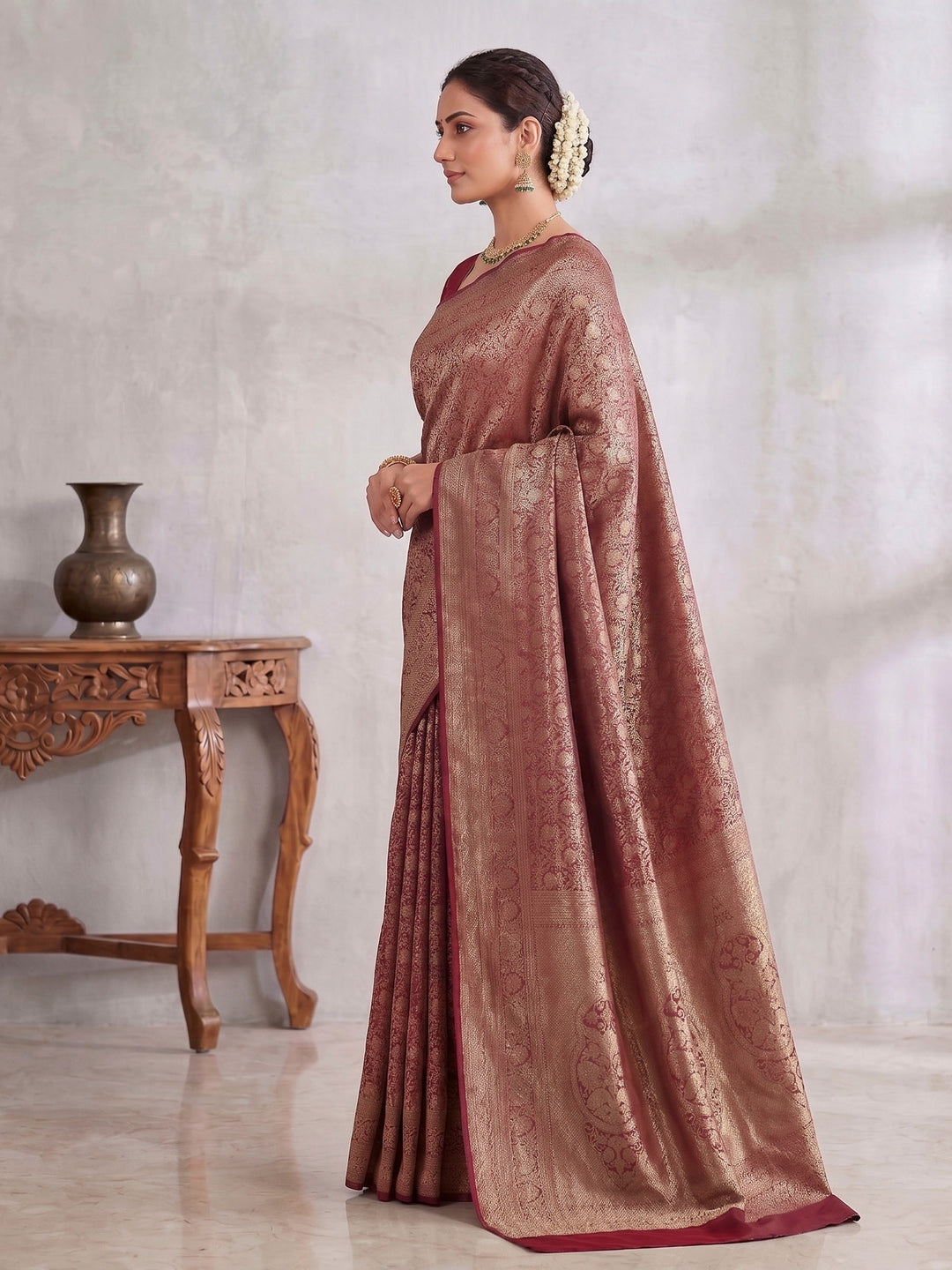 Red Woven Design Art Silk Kanjivaram Saree