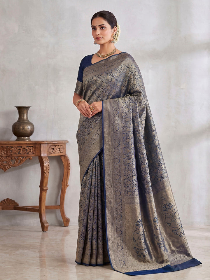 Blue Woven Design Art Silk Kanjivaram Saree