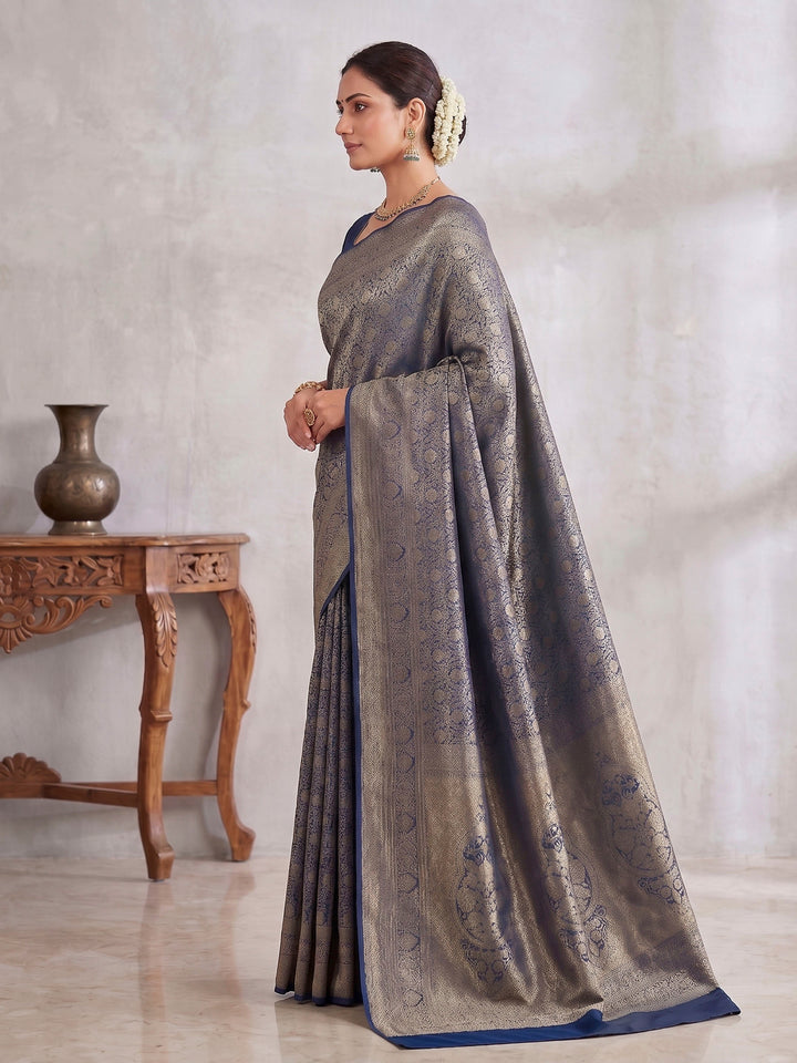 Blue Woven Design Art Silk Kanjivaram Saree