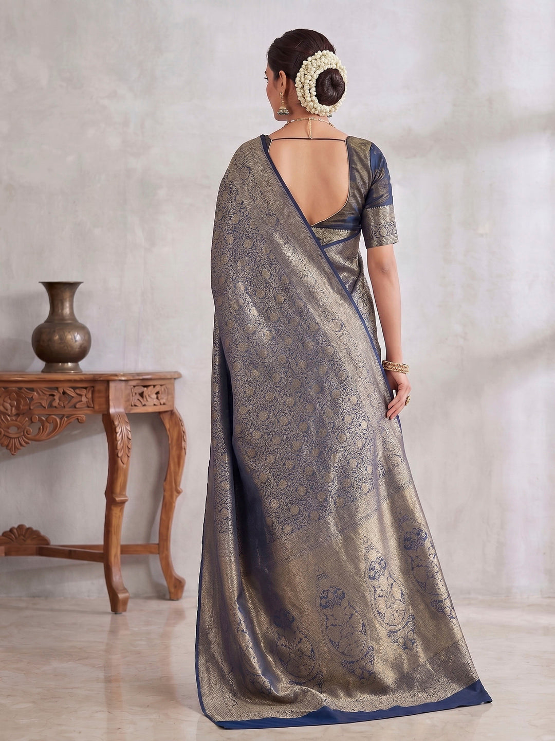 Blue Woven Design Art Silk Kanjivaram Saree