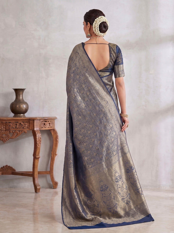 Blue Woven Design Art Silk Kanjivaram Saree