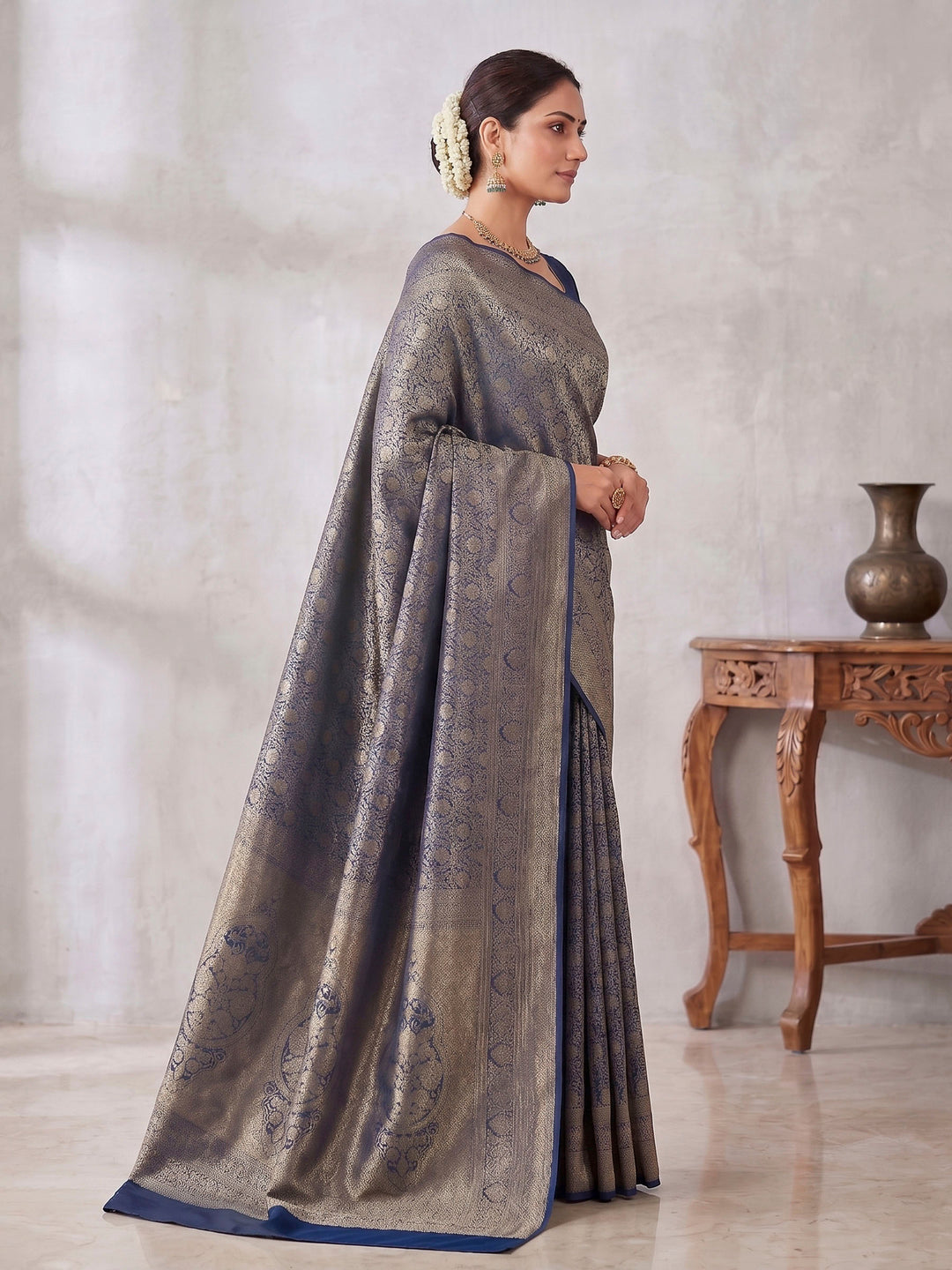 Blue Woven Design Art Silk Kanjivaram Saree