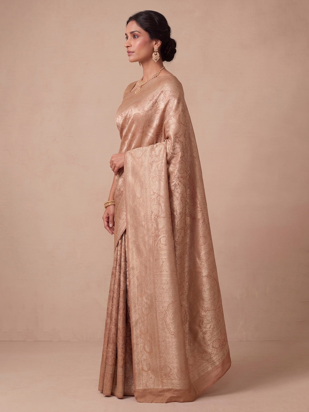 Beige Woven Design Art Silk Kanjivaram Saree