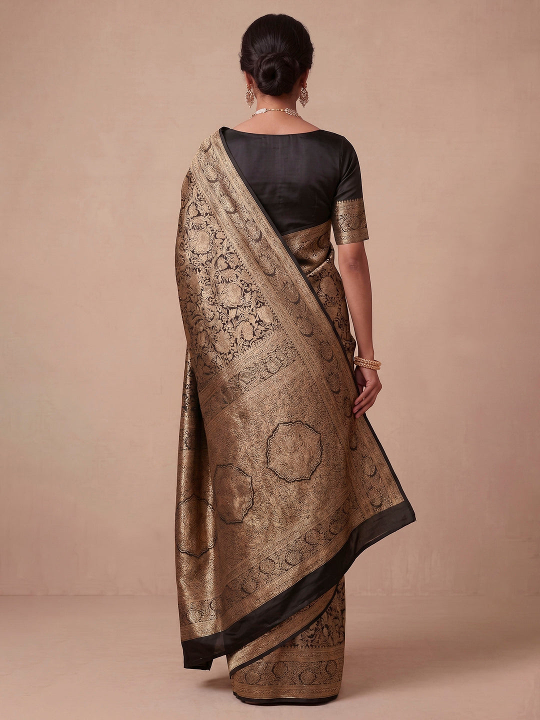Black Woven Design Art Silk Kanjivaram Saree