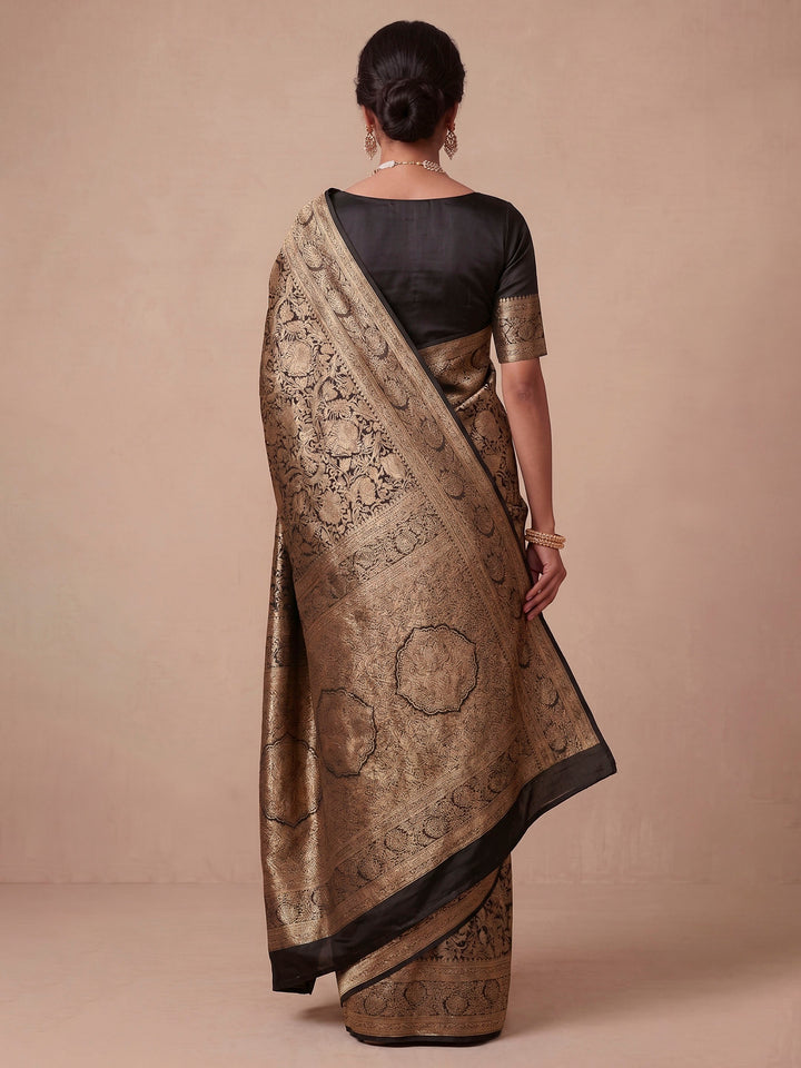 Black Woven Design Art Silk Kanjivaram Saree