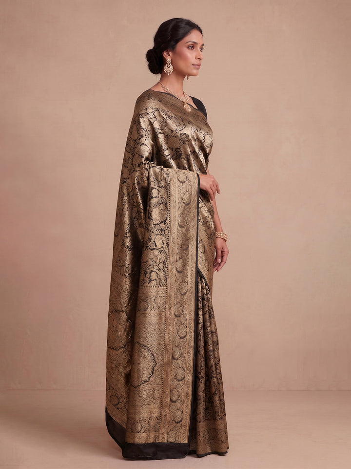 Black Woven Design Art Silk Kanjivaram Saree