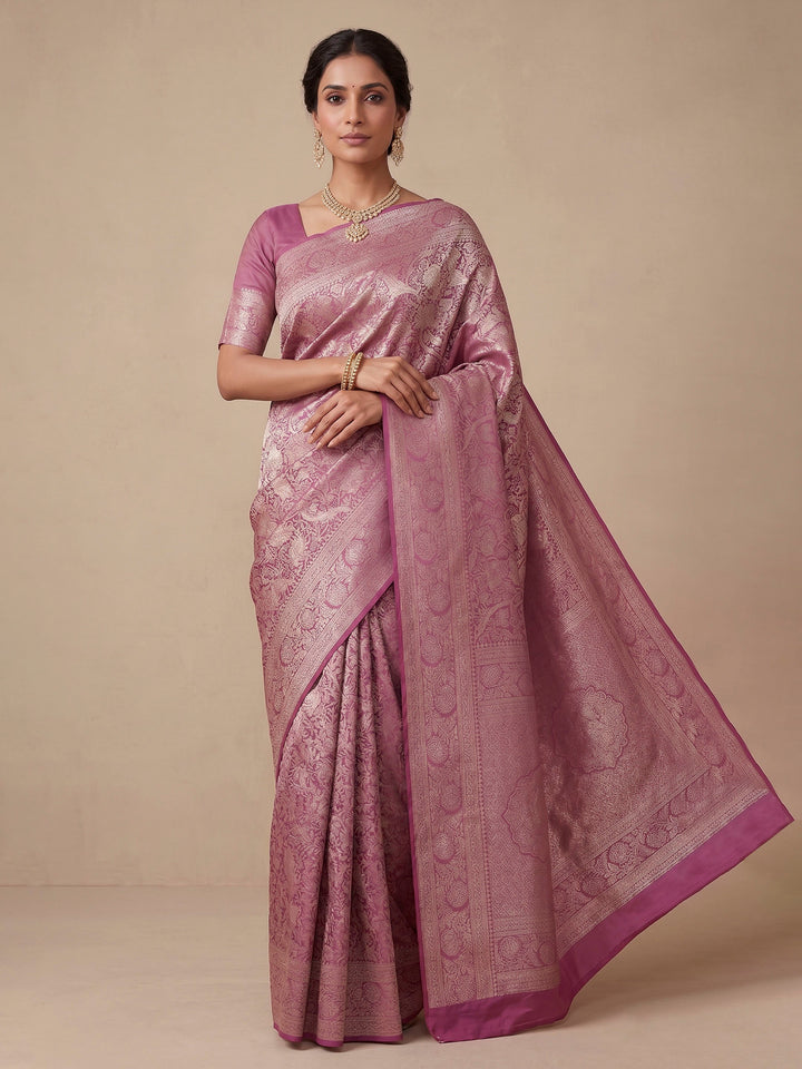 Lavender Woven Design Art Silk Kanjivaram Saree