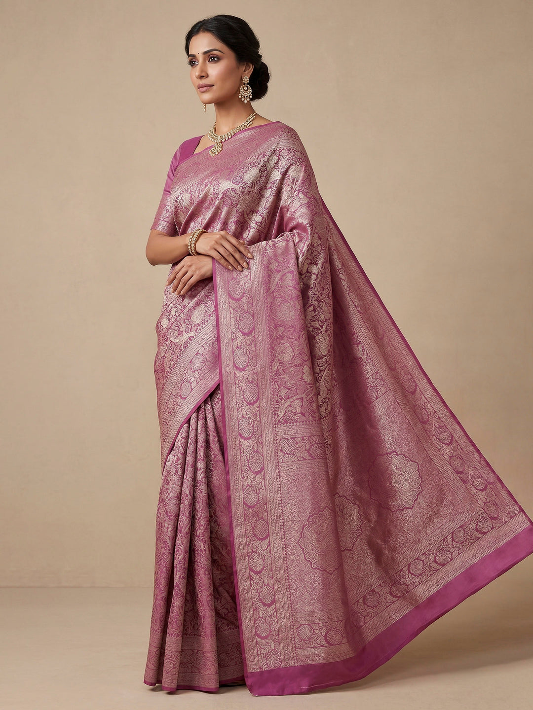 Lavender Woven Design Art Silk Kanjivaram Saree