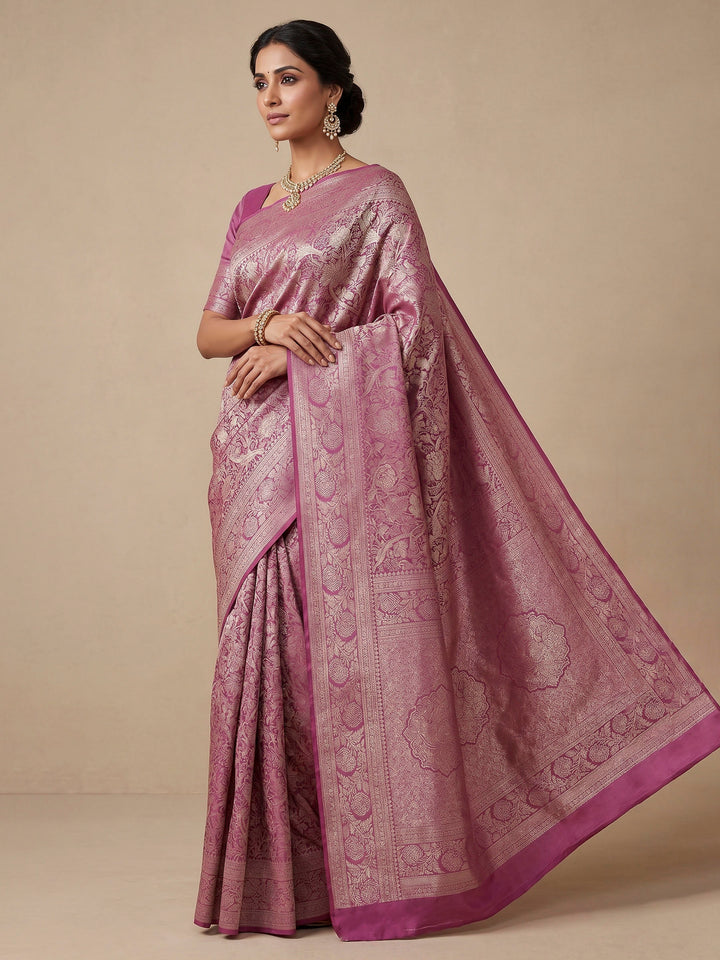 Lavender Woven Design Art Silk Kanjivaram Saree