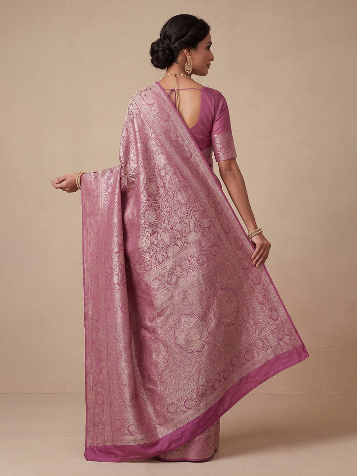 Lavender Woven Design Art Silk Kanjivaram Saree