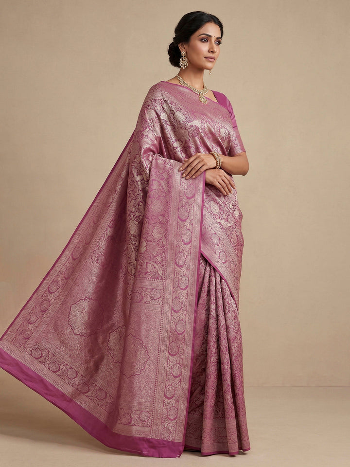 Lavender Woven Design Art Silk Kanjivaram Saree
